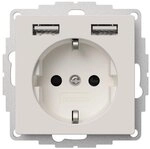 Schutzkontakt-Steckdose 2USB inCharge PRO 55 reinwei&Atilde;&Yuml; matt &Atilde;&curren;hnlich RAL9010 32mm