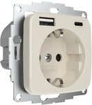 2USB Schutzkontakt-Steckdose inCharge Pro SI, USB A/C cremewei&Atilde;&Yuml; gl&Atilde;&curren;nzend