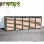 Westmann Metall M&uuml;lltonnenbox Lacina | 5x240 L | Anthrazit/Holzoptik | 80x332x116 cm