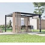 Sojag Lito 1012 | freistehende Pergola 3x3,5 mit Sonnensegel | Holzoptik - Schwarz -