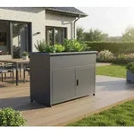 Westmann Plexa | Metall Hochbeet mit Stauraum | mit Schneckenkante | Anthrazit -