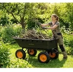 Westmann Prakta L | Kunststoff Gartenwagen | inkl. Kippfunktion - Schwarz