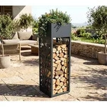 Westmann Onyx 3 | Kaminholzregal f&uuml;r den Au&szlig;enbereich | mit Pflanzkasten -