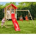 Zwerkules Lolla 3 | Kinder Stelzenhaus mit Rutsche und Schaukel | Holz - Natur