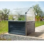 Palram - Canopia Metall Hochbeet mit Gew&auml;chshaus Plantino | anthrazit | 118x118x147