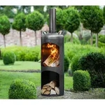 CookKing Stahl Terrassenofen Faro | Schwarz | 40x40x158 cm - Schwarz