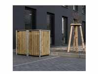 Hide Holz Mülltonnenbox für 2 Mülltonnen 240 Liter | Natur | 81x140x115 cm