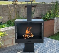 Westmann WMLG868-B, Westmann Stahl Grillkamin Feuerstelle | Schwarz | 50x90x160 cm