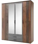 Kleiderschrank mit Spiegel - Old Style - grau - 160 cm - CHICAGO