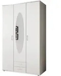 Kleiderschrank mit Spiegel 120 cm wei&szlig; - 3-t&uuml;rig - PAUL