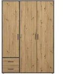 Kleiderschrank Artisan Eiche - grau - 140 cm - rauch - VOYAGER