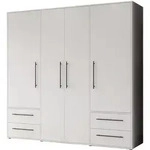Kleiderschrank wei&szlig; - 206 cm - 4 T&uuml;ren - MOKKARIS