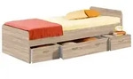 Jugendbett mit Stauraum 90 x 200 cm Sonoma Eiche - BORO