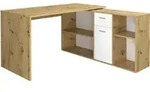 Eck-Schreibtisch Artisan Eiche wei&szlig; 136 cm - LEXO