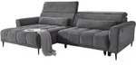 Ecksofa Cord grau elektrisch ausfahrbar 277 cm - OT links - LOGAN
