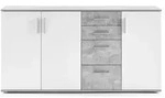 Kommode 3-t&uuml;rig Betonoptik - wei&szlig; 160 cm - BOBBY