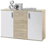 Kommode Sonoma Eiche - wei&szlig; 120 cm 2-t&uuml;rig - BOBBY