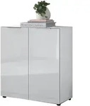 Kommode - wei&szlig; - Glasfront - 90 x 40 cm - SANTORIN