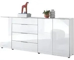 Sideboard 4 Schubladen - wei&szlig; - Glasfront - 226 cm - SANTORIN