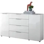 Sideboard 4 Schubladen - wei&szlig; - Glasfront - 180 cm - SANTORIN