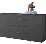 Sideboard 4 Schubladen - anthrazit - Glasfront - 180 cm - SANTORIN