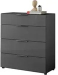 Kommode 4 Schubladen - anthrazit - Glasfront - 90 cm - SANTORIN