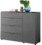 Kommode 4 Schubladen - anthrazit - Glasfront - 135 cm - SANTORIN