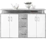 Highboard Betonoptik - wei&szlig; - 4-t&uuml;rig - 139 cm - DRIFT