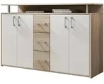 Highboard Sonoma Eiche - wei&szlig; - 4-t&uuml;rig - 139 cm - DRIFT