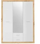 Kleiderschrank mit Spiegel - Artisan Eiche - wei&szlig; - 151 cm - STONE