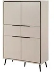 Highboard 4 T&uuml;ren 2 Schubladen beige schwarz 90 cm - ARONA