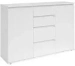 Kommode mit 4 Schubladen wei&szlig; 119 x 35 cm - 2-t&uuml;rig - BRESTA