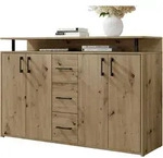 Highboard 4 T&uuml;ren 3 Schubladen Artisan Eiche 139 cm - DRIFT
