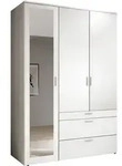 Kleiderschrank wei&szlig; mit Spiegel - 135 cm - 3-t&uuml;rig - VESALA