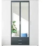 Kleiderschrank mit Spiegel - wei&szlig; - graphit - 160 cm - HANAU