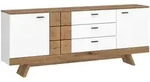Sideboard mit 3 Schubladen wei&szlig; Hochglanz - Eiche 184 cm - ORETA