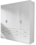 Kleiderschrank wei&szlig; hochglanz - rauch - 181 cm - CELLE
