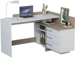 Eck-Schreibtisch Sonoma Eiche wei&szlig; 129 x 106 cm - THALES