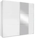 Schwebet&uuml;renschrank wei&szlig; Spiegel 218 cm - rauch - KRONACH