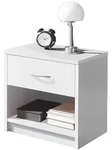 Nachttisch wei&szlig; 39 cm x 28 cm Schublade Ablagefach - PEPE
