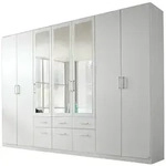 Kleiderschrank wei&szlig; mit Spiegel - 315 cm - rauch - BINGEN