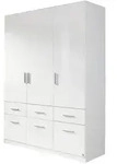 Kleiderschrank wei&szlig; hochglanz - rauch - 136 cm - CELLE