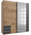 Schwebet&uuml;renschrank mit Spiegel Plankeneiche - graphit 180 cm - EMDEN