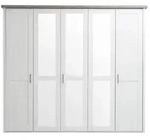 Kleiderschrank mit Spiegel - Pinie wei&szlig; - Tr&uuml;ffel - 241 cm Pinie - LUCA