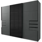 Schwebet&uuml;renschrank graphit - schwarz - Glasfront - 270 cm - SAIGON