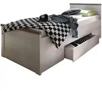 Jugendbett 90 x 200 cm Stauraumbett Pinie wei&szlig; - LUCA
