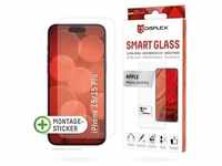 DISPLEX Smart Glass (9H) für Apple iPhone 15/15 Pro Montagesticker, unzerbrechlich,