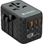 VERBATIM GAN III UNIVERSAL Reiseadapter UTA-05 mit 2 X USB-C PD 65W & QC 4+ / 2 X
