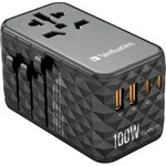 VERBATIM GAN III UNIVERSAL TRAVEL ADAPTER UTA-06 mit 2 X USB-C PD 100W & QC 4+ / 2 X