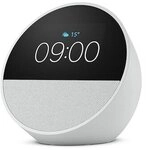 Amazon Echo Spot (2024), wei&szlig; Smart Clock, Erinnerungen, Wetter, Timer und mehr.